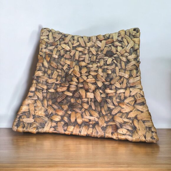 Large Square Boho Woven Straw Grass Leaves Decorative Bowl Home Decor - Picture 3 of 6